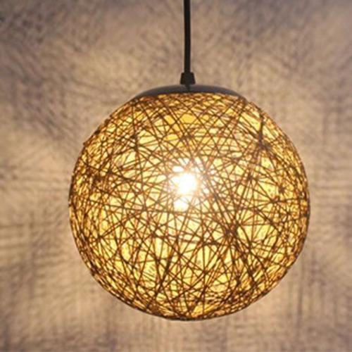 Stoex Marron Clair Rétro Suspension Luminaire En Rotin Globe Rond 1... on Productcaster.