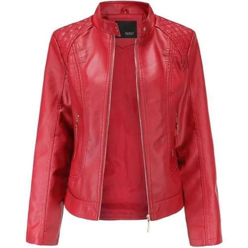 Veste En Cuir Femme - Chaleur Tempérament - Rouge - Grande Taille -... on Productcaster.