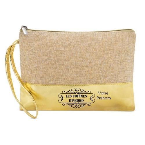 Trousse en jute de maquillage dore pochette copines d'abord personn... on Productcaster.