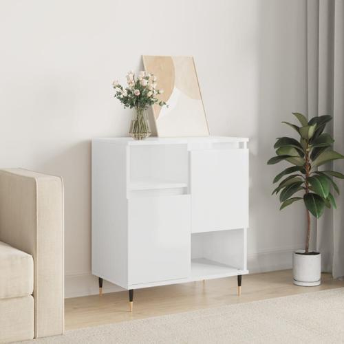 Vidaxl Buffet Blanc Brillant 60x35x70 Cm Bois D'ingénierie on Productcaster.