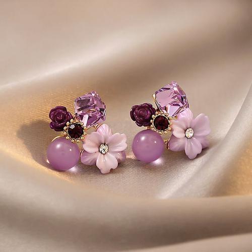 Boucles D'oreilles Pendantes Violettes Pour Femmes, Boucles D'oreil... on Productcaster.