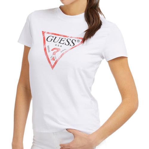 T-Shirt Blanc Femme Guess Classic Fit Logo on Productcaster.