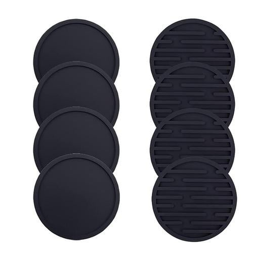 Lot De 8 Sous-Verres De , Sous-Verres En Silicone Noir Pour La Prot... on Productcaster.