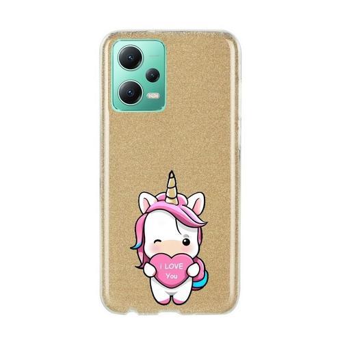 Coque Redmi Note 12 Pro Et Poco X5 Pro Paillettes Dore Licorne Coeu... on Productcaster.