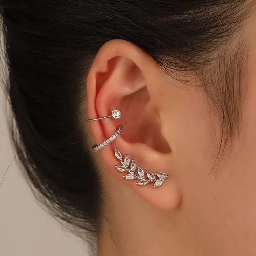 Boucles D'oreilles À Clip En Feuilles De Zircon Pour Femmes Et Homm... on Productcaster.