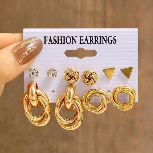 Ensemble De Boucles D'oreilles Vintage Pour Femmes, Couleur Or, Per... on Productcaster.