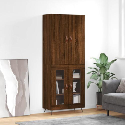 Vidaxl Buffet Haut Chêne Marron 69,5x34x180 Cm Bois D'ingénierie on Productcaster.