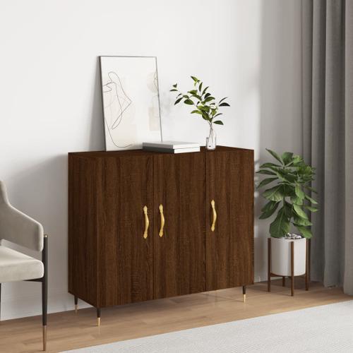 Vidaxl Buffet Chêne Marron 90x34x80 Cm Bois D'ingénierie on Productcaster.