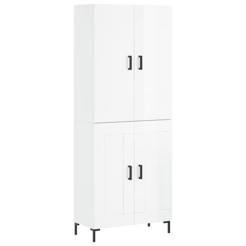 Vidaxl Buffet Haut Blanc Brillant 69,5x34x180 Cm Bois D'ingénierie on Productcaster.