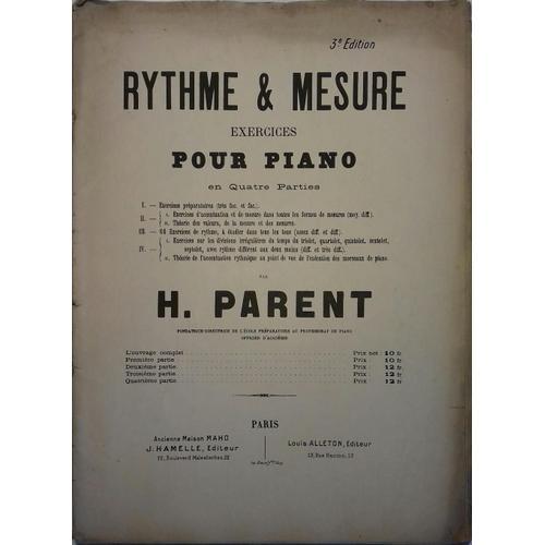 Parent Rythme Et Mesure Exercices Pour Piano (Ed. Du Magasin Musical) on Productcaster.