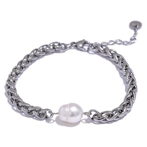 Yhpup-Bracelet En Acier Inoxydable Avec Perle Naturelle Pour Femme,... on Productcaster.