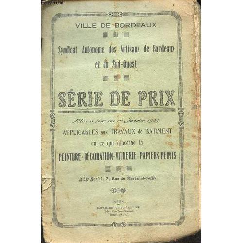 1er Janvier 1919 Série De Prix Du Syndicat Autonome Des Artisans Pe... on Productcaster.