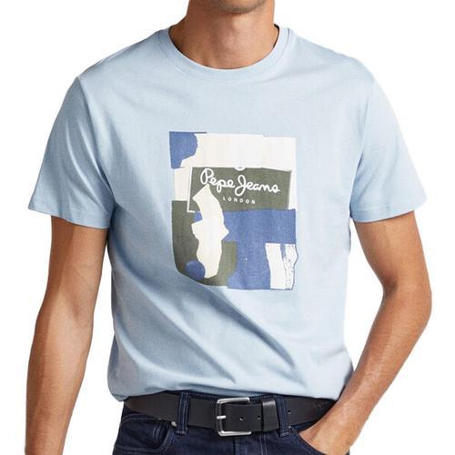 T-Shirt Bleu Homme Pepe Jeans Oldwive on Productcaster.