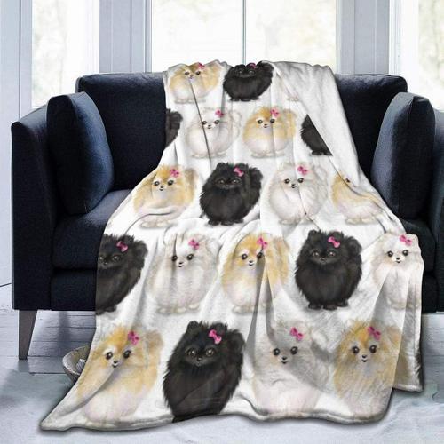 Micro Fleece Blanket Throw Blanket Pomeranians Pattern Print Ultra-... on Productcaster.