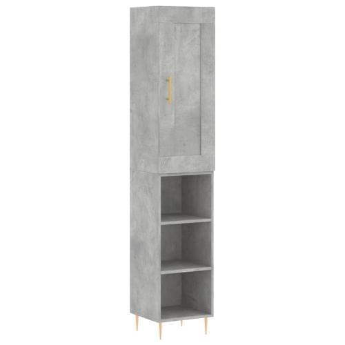 Vidaxl Buffet Haut Gris Béton 34,5x34x180 Cm Bois D'ingénierie on Productcaster.