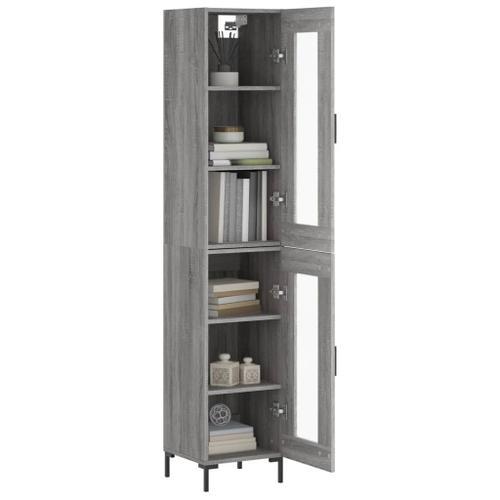 Vidaxl Buffet Haut Sonoma Gris 34,5x34x180 Cm Bois D'ingénierie on Productcaster.