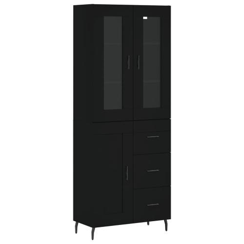 Vidaxl Buffet Haut Noir 69,5x34x180 Cm Bois D'ingénierie on Productcaster.