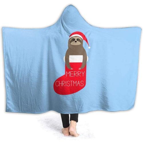 Merry Christmas Sloth Winter Cosy Hooded Blanket Super Soft Anti-Pi... on Productcaster.