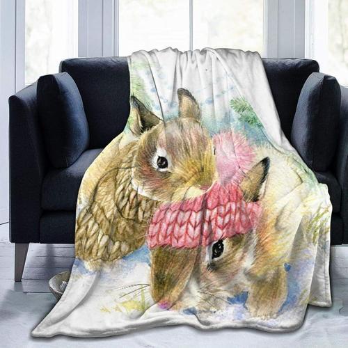 Couverture, Lapin Mignon À L'aquarelle De La Forêt D'hivers on Productcaster.