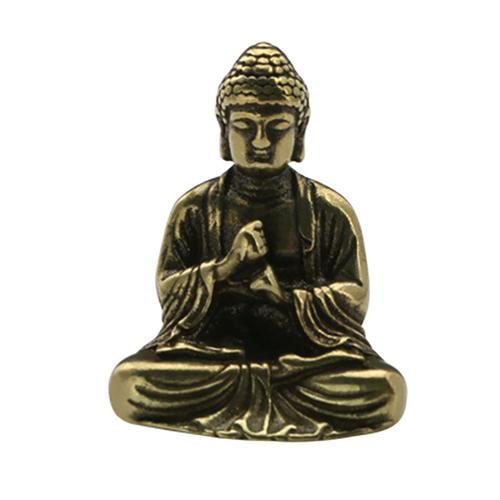 Figurine de Bouddha Assis en Laiton Vintage, Petite Statue Sakyamun... on Productcaster.