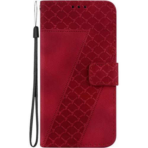 Hcyc Coque Pour Oppo Realme C55, Rouge Gaufrage Housse De Protectio... on Productcaster.