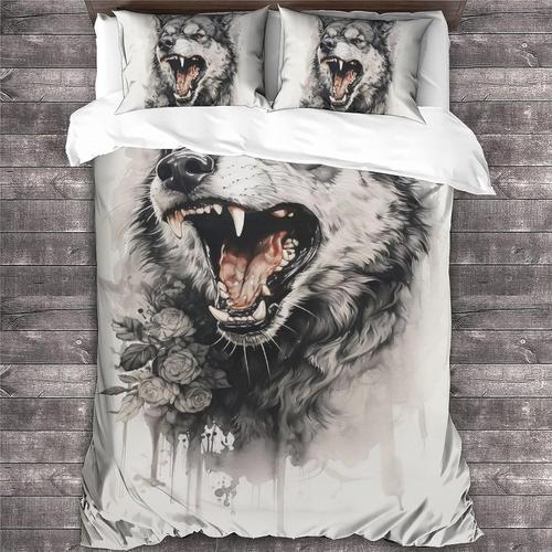 Loup Housse De Couette Animal Faune D Parure De Lit Avec Fermeture ... on Productcaster.