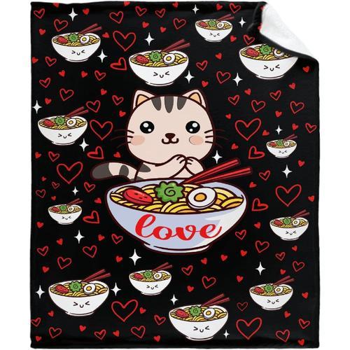 Couverture En Flanelle Kawaii Ramen Chat C¿Ur Rouge Amour, Chaude, ... on Productcaster.