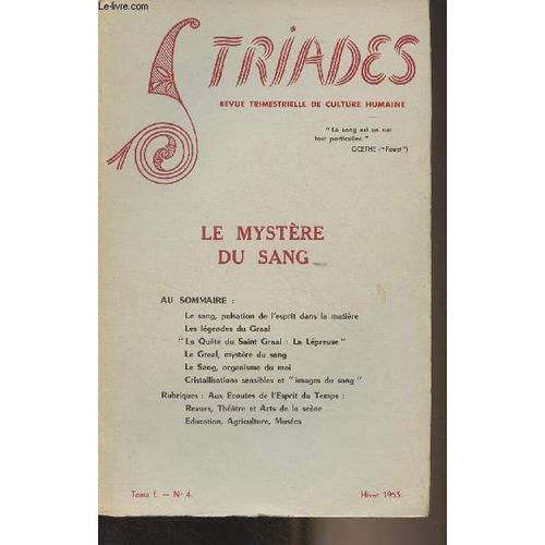 Triades, Revue Trimestrielle De Culture Humaine - Tome I N°4 Hiver ... on Productcaster.