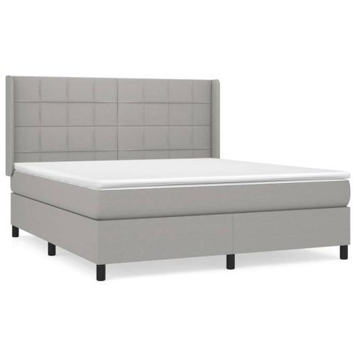 Vidaxl Lit À Sommier Tapissier Avec Matelas Gris Clair 180x200cm Ti... on Productcaster.