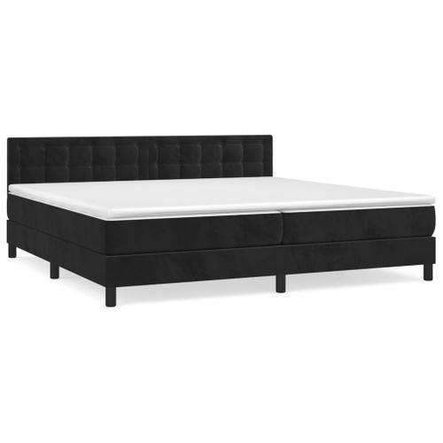 Vidaxl Lit À Sommier Tapissier Et Matelas Noir 200x200 Cm Velours on Productcaster.