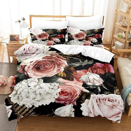 Literie Th¿¿Me Fleur De Rose 3d, Housse De Couette, Microfibre, Ave... on Productcaster.