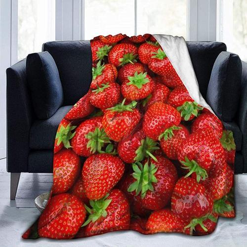 Couverture En Flanelle, Motif Fraise Fraîche, Couverture Super Douc... on Productcaster.