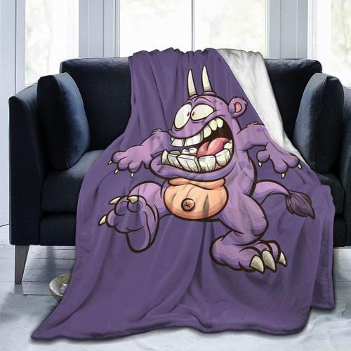 Couverture En Flanelle Violette, Motif Monstre De Dessin Animé, Cou... on Productcaster.