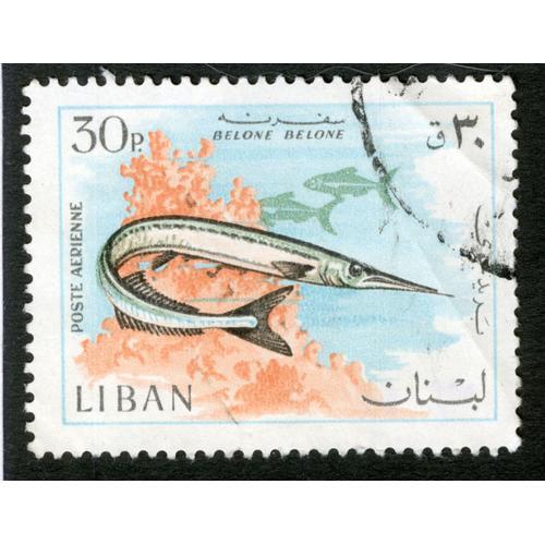 Timbre Oblitéré Liban, Belone Belone, Poste Aérienne, 30p on Productcaster.