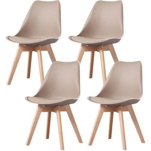 Clara - Lot De 4 Chaises Scandinave - Taupe - Pieds En Bois Massif ... on Productcaster.