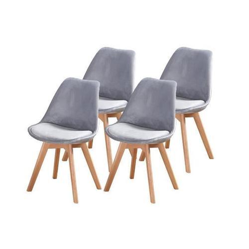 Enjoy Lot De 4 Chaises Design Scandinave Gris Bois Naturel on Productcaster.