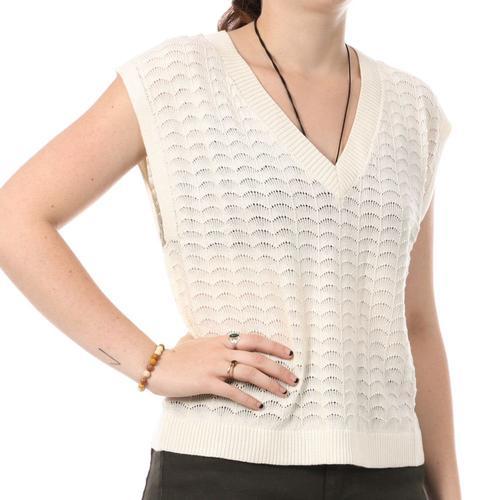 Pull Sans Manches Blanc Femme Deeluxe Kaya on Productcaster.