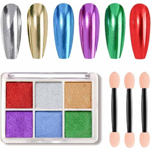 Gzmayuen 6 Couleurs Poudre Miroir Chrome Ongle, Nail Art Poudre Nai... on Productcaster.