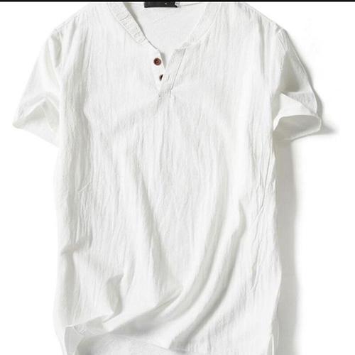 Chemise En Lin À Manches Courtes Pour Hommes,Grande Taille,5 Couleu... on Productcaster.