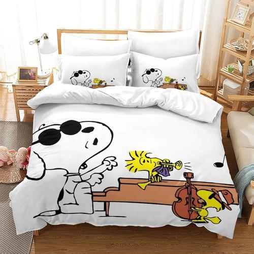 Snoopy Parure De Lit 3 Pi¿¿Ces Avec Housse De Couette Et Taie D'ore... on Productcaster.