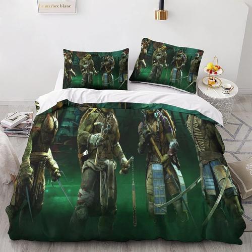 Ninja Turtles Print Duvet Cover Set Cartoon Anime Characters Easy C... on Productcaster.