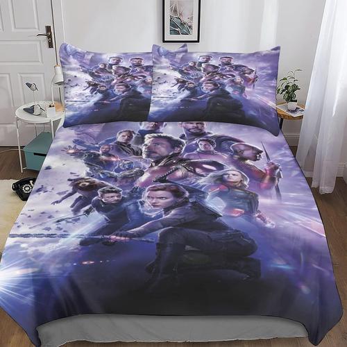 Marvel Hero Digital Print With Pillowcase Bed Set With Cartoon Anim... on Productcaster.