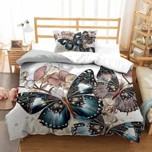 Butterfly Flowers Duvet Cover Set Print Bedding Set Anime Girls Qui... on Productcaster.