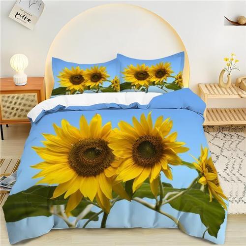 Parure De Lit X Enfant Jaune, Fleur De Tournesol Housse De Couette ... on Productcaster.