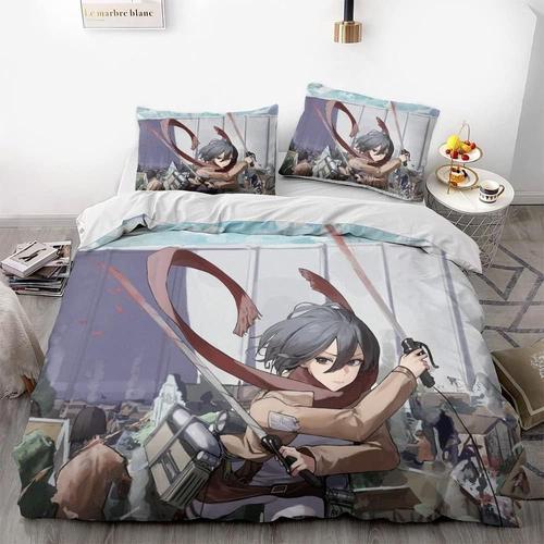 Attack On Giant Eren Anime Soft Printed Bedding Set With Comforter ... on Productcaster.