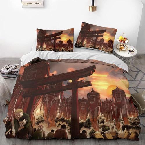 Attack On Giant Anime Soft Printed Bedding Set With Comforter Cover... on Productcaster.