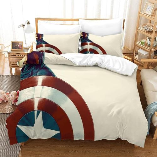 Captain America Duvet Cover Marvel Comics Bedding Set 3 Pcs Microfi... on Productcaster.