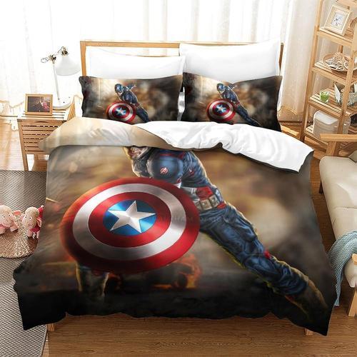 Captain America Bedding Set 3 Pieces Marvel Comics Pattern Duvet Co... on Productcaster.