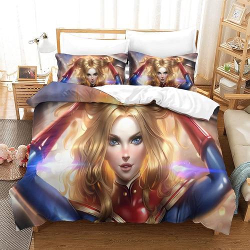 Duvet Cover Set Captain Marvel Bedding Set Movie Poster Microfiber ... on Productcaster.