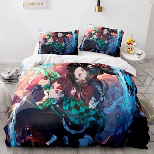 Ensemble De Housse De Couette Anime Demon Slayer, Tanjirou Kamado N... on Productcaster.